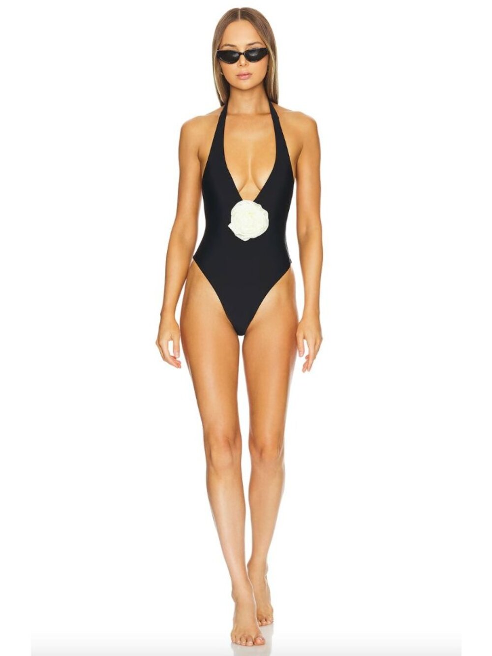 Lovers and Friends Ava Plunge Halter One Piece Sz L Black Resort Wear